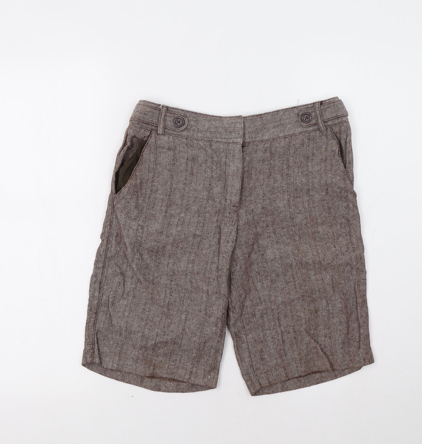 George Womens Brown Herringbone  Chino Shorts Size 8