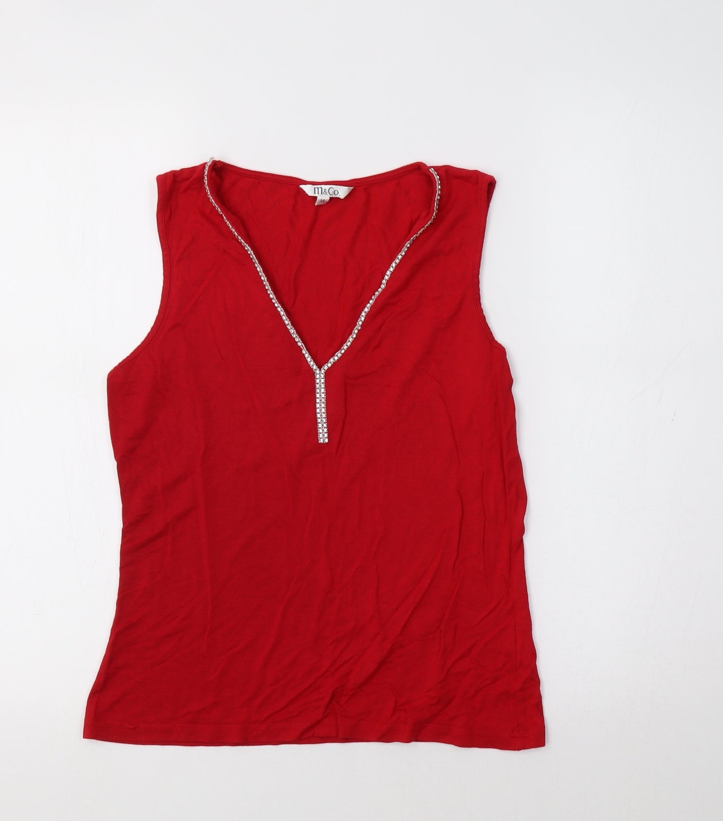 M&Co Womens Red   Basic Tank Size 14