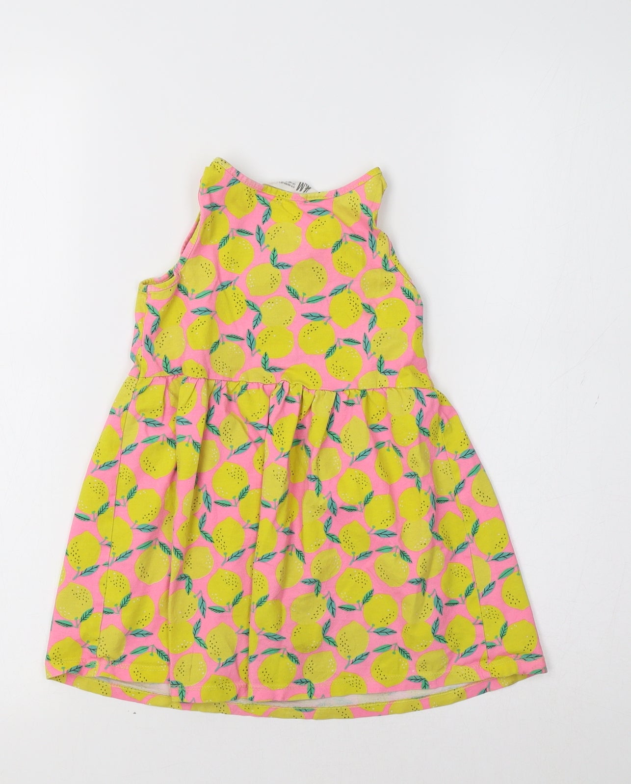 H&M Girls Multicoloured Floral  Fit & Flare  Size 2-3 Years  - Lemon Print
