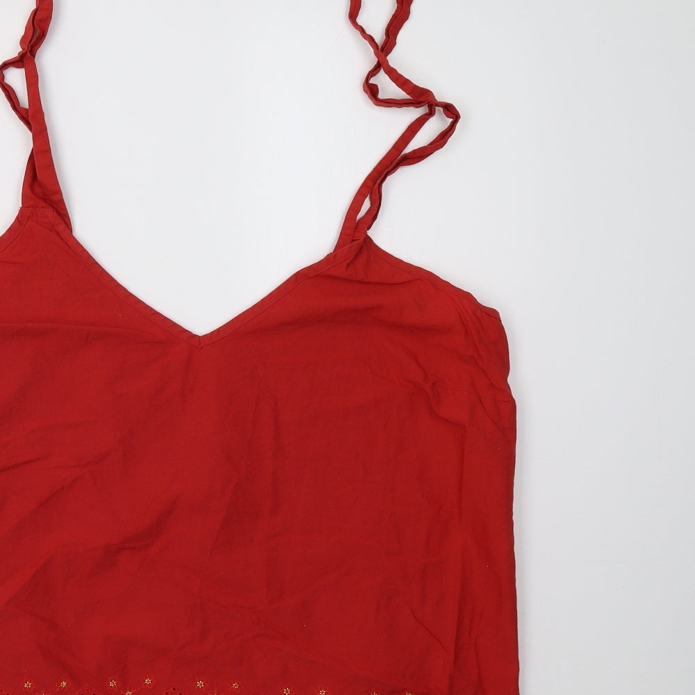 George Womens Red Floral  Basic Tank Size 18