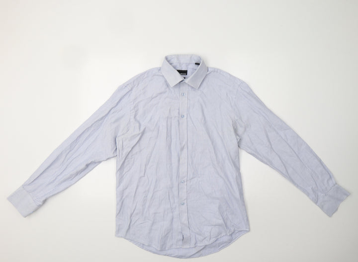 Slaters Mens Blue Geometric Dress Shirt Size 16