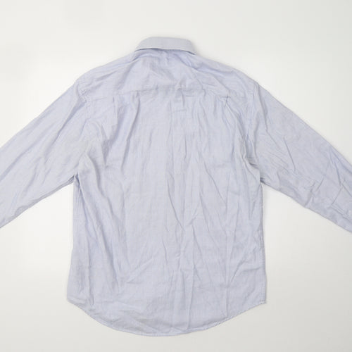 Slaters Mens Blue Geometric   Dress Shirt Size 16