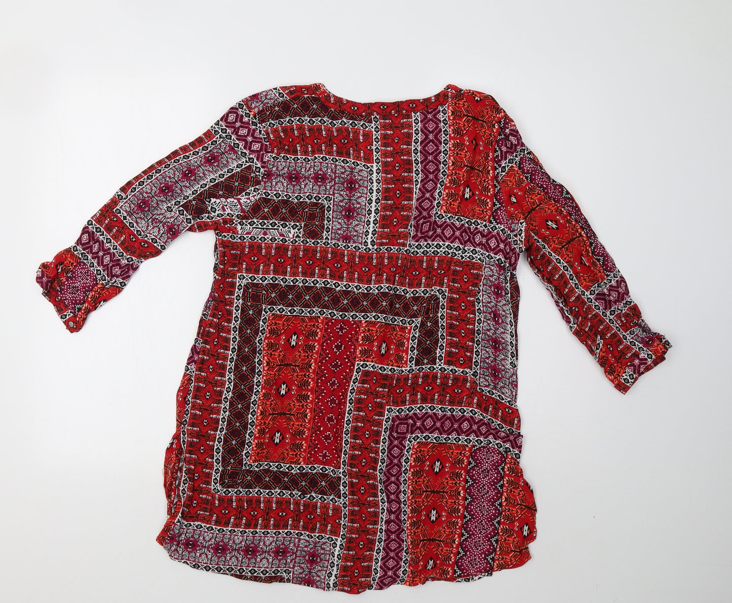 George Womens Red Paisley  Tunic Blouse Size 16