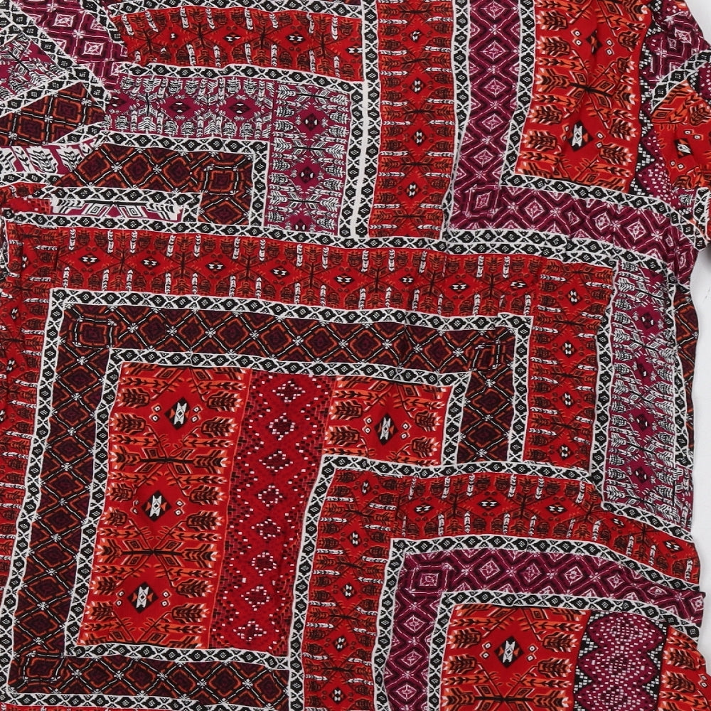 George Womens Red Paisley  Tunic Blouse Size 16