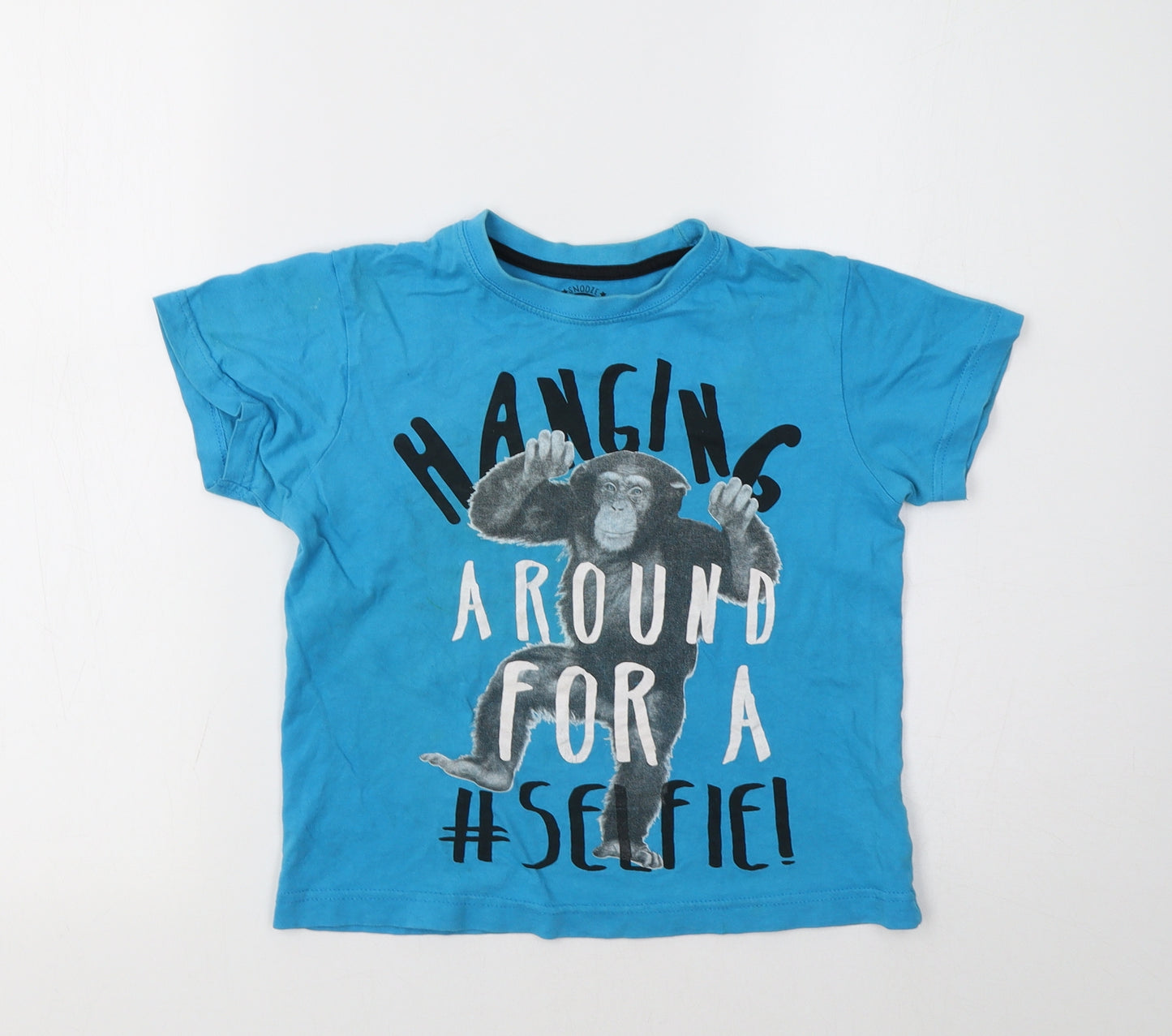 Matalan Girls Blue   Basic T-Shirt Size 6-7 Years  - Monkey