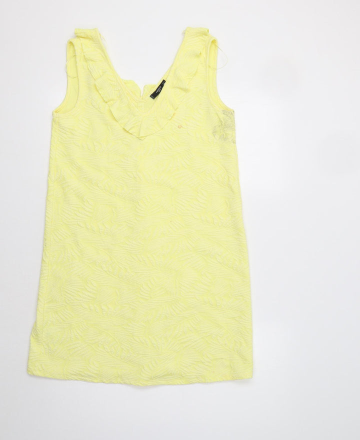 Mango Womens Yellow Floral  A-Line  Size S