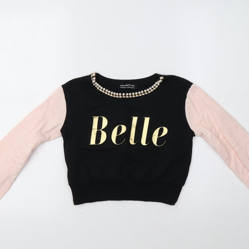 Select Girls Black Colourblock  Pullover Sweatshirt Size 10-11 Years  - Belle