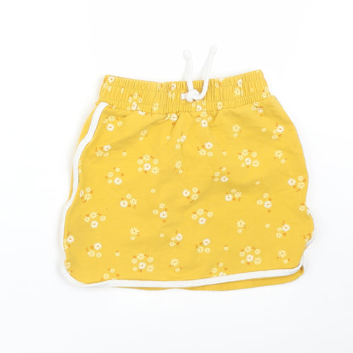 George Girls Yellow Floral  Straight & Pencil Skirt Size 6-7 Years