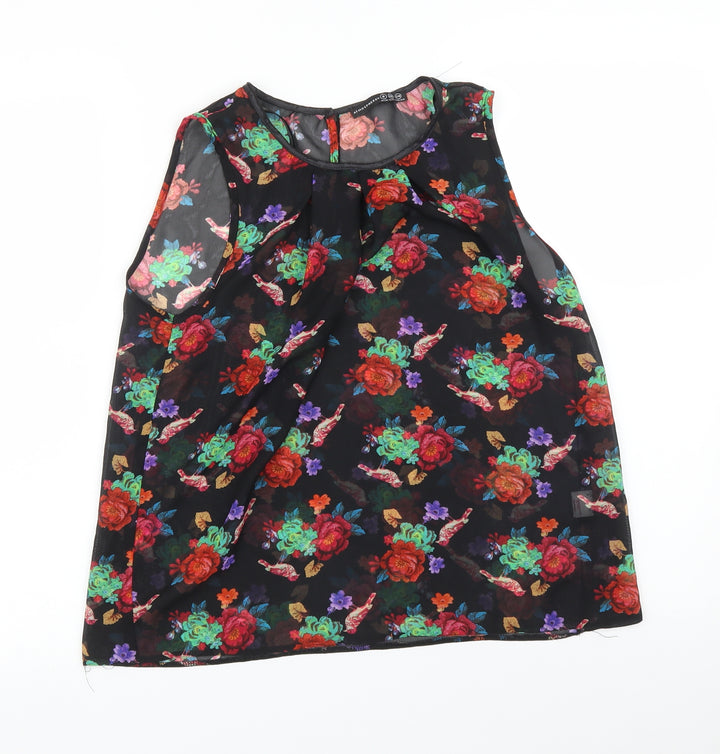 Atmosphere Womens Black Floral  Basic Blouse Size 8