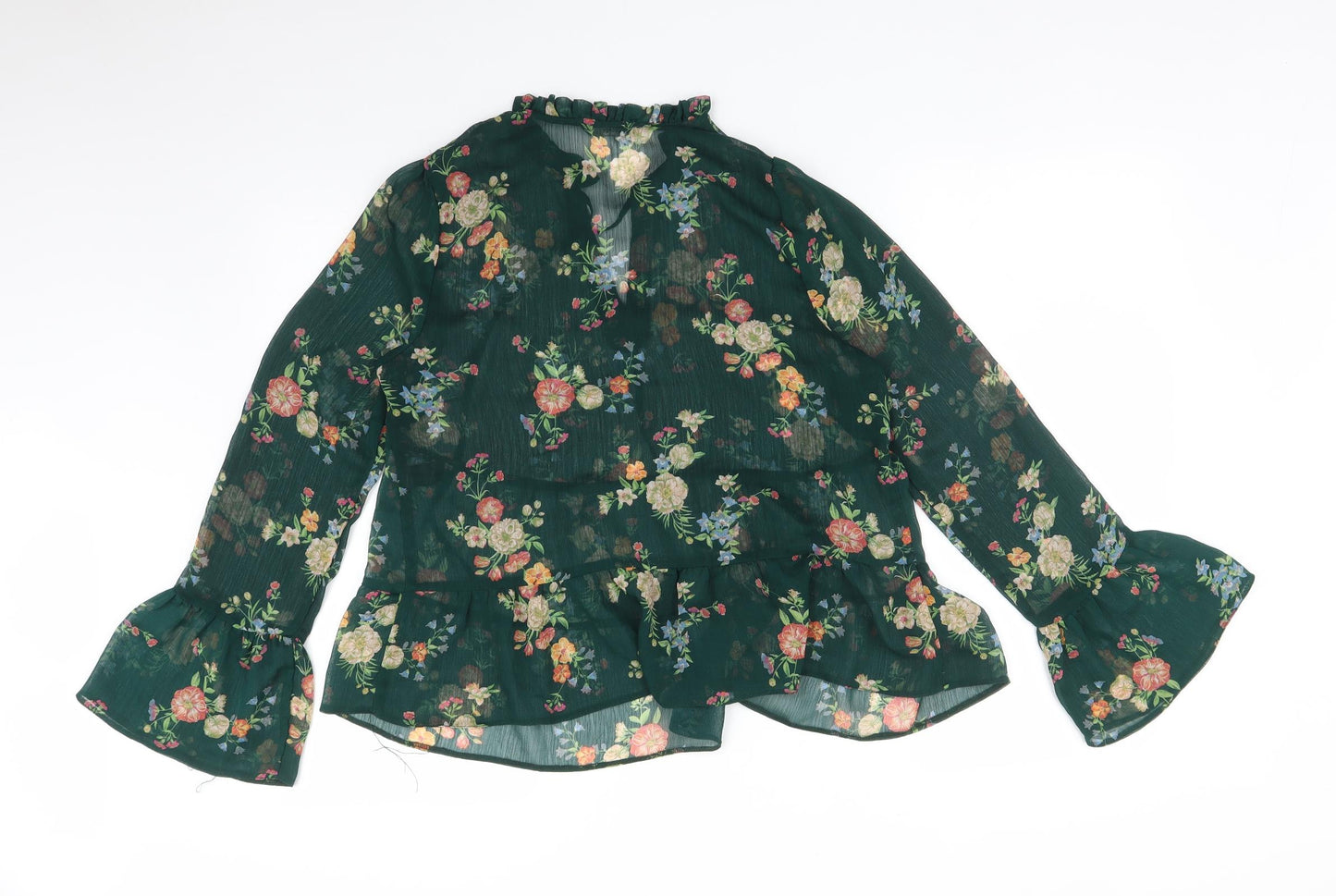 George Womens Green Floral  Basic Blouse Size 10