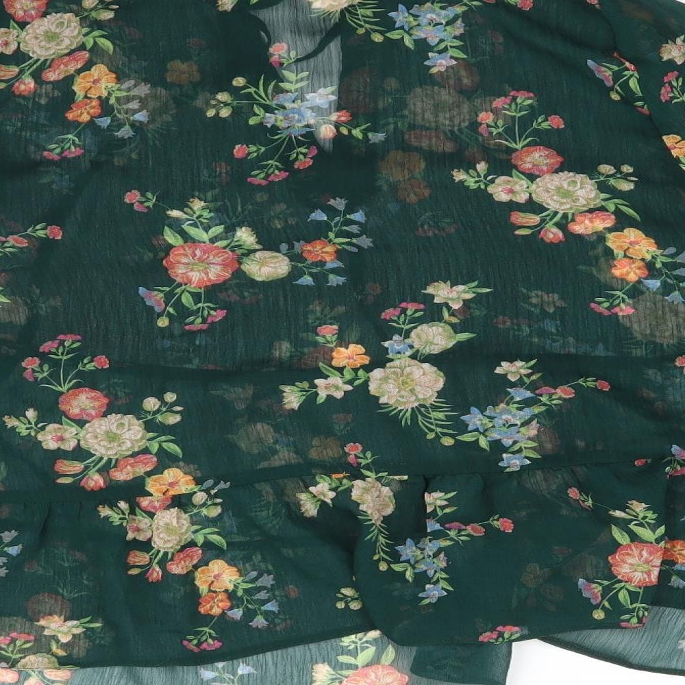 George Womens Green Floral  Basic Blouse Size 10