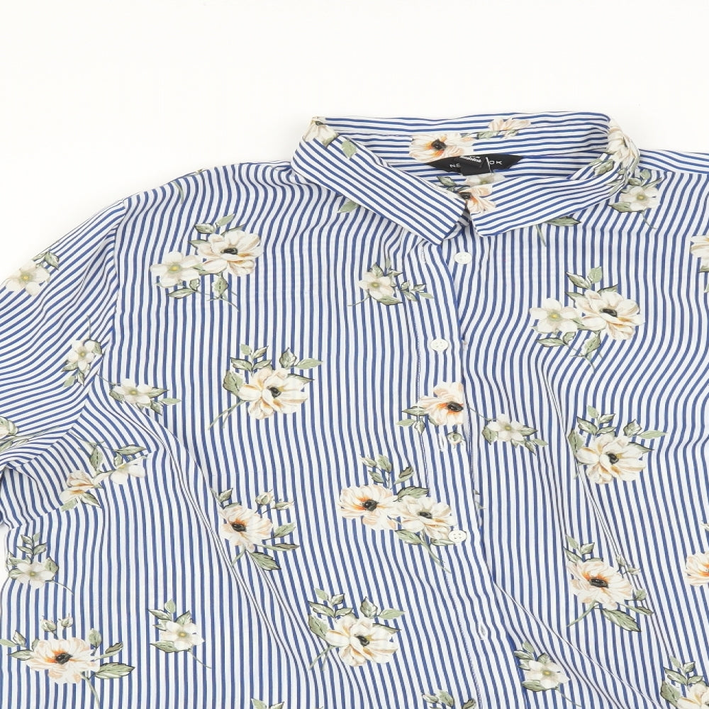 New Look Womens Multicoloured Striped  Basic Button-Up Size 16