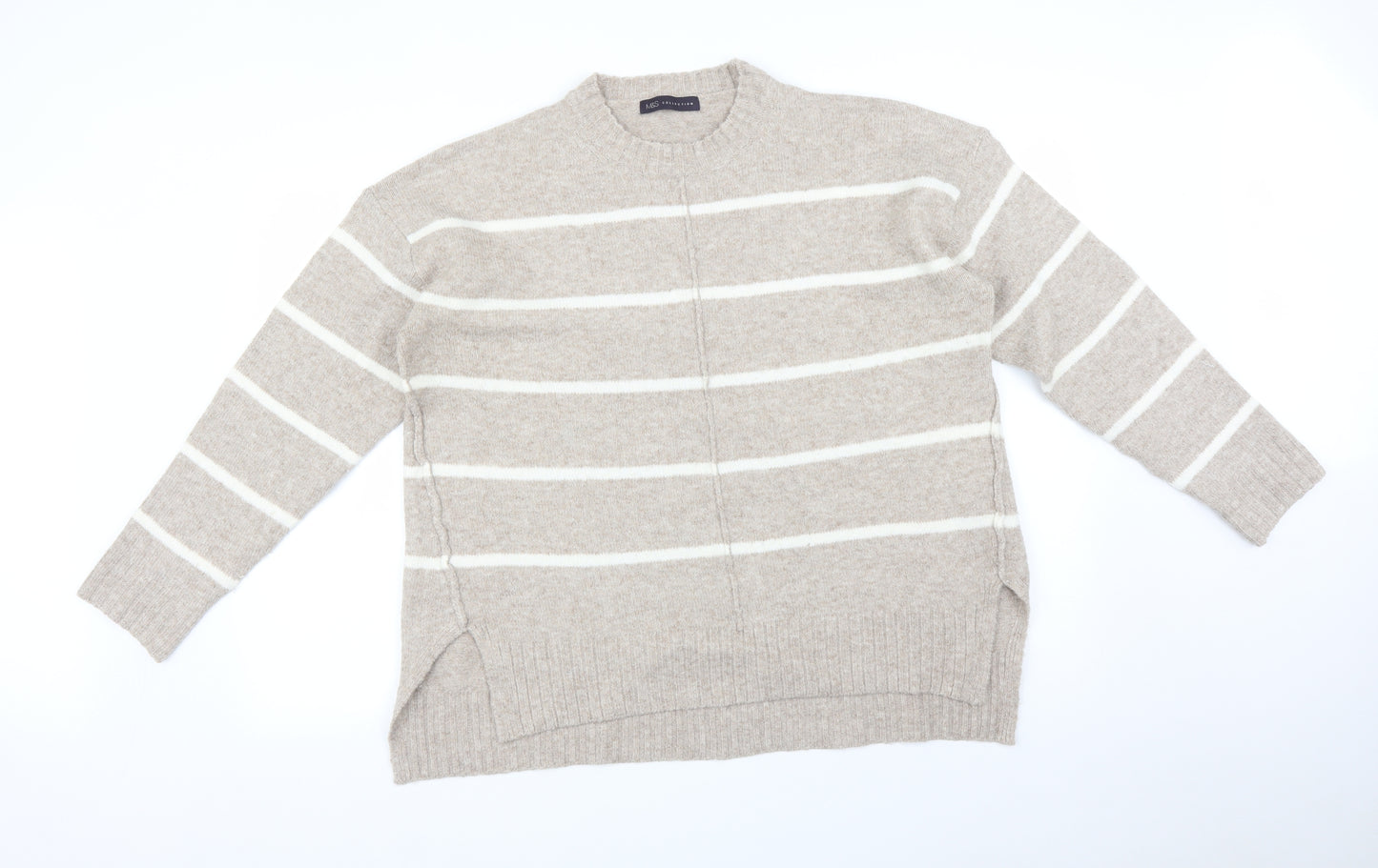M&S Womens Beige Striped  Pullover Jumper Size L