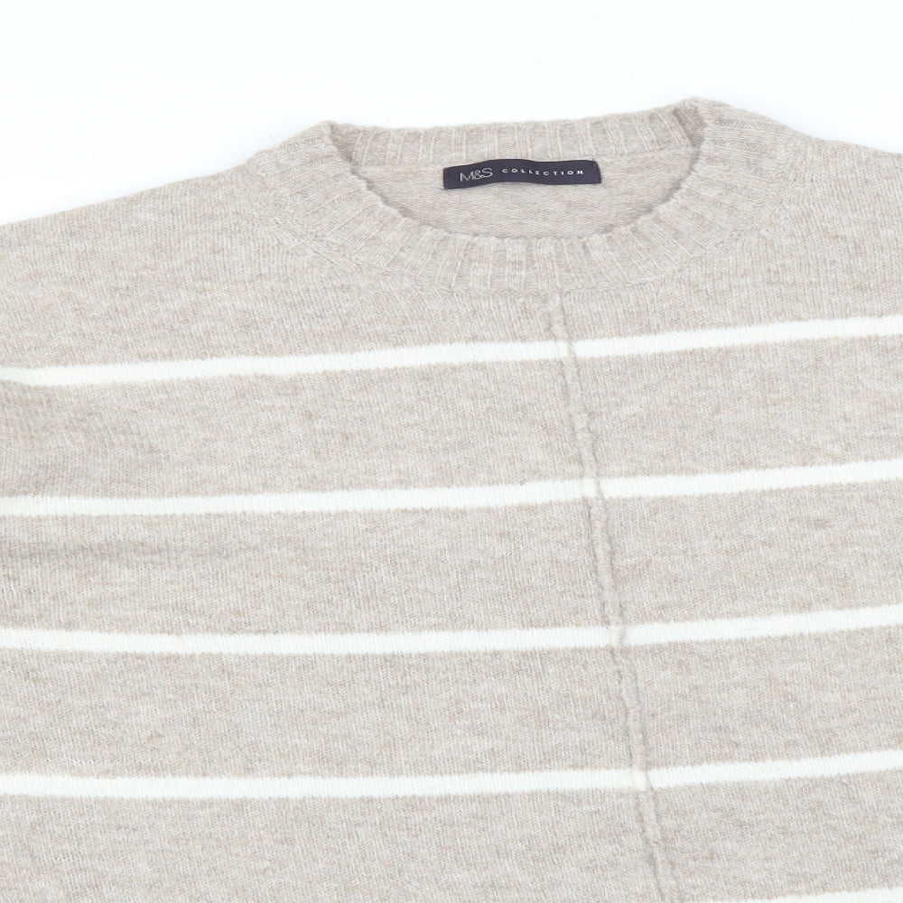M&S Womens Beige Striped  Pullover Jumper Size L