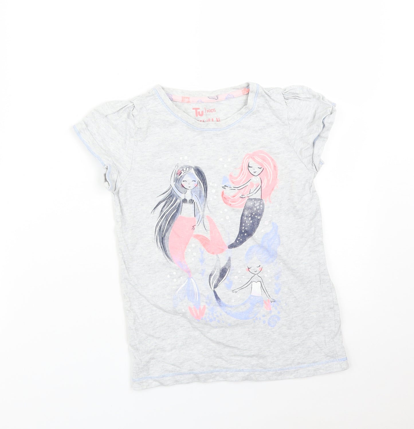 TU Girls Grey   Basic T-Shirt Size 9-10 Years  - MERMAID