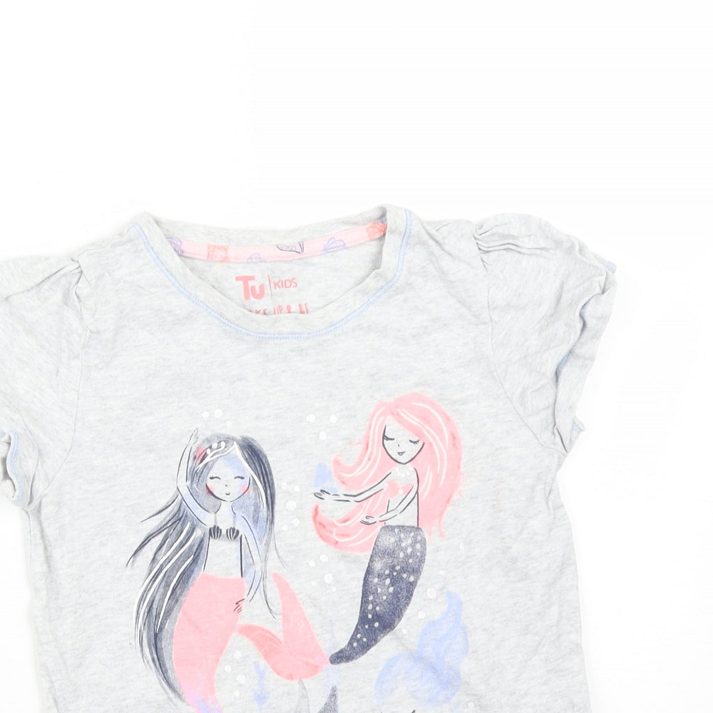 TU Girls Grey   Basic T-Shirt Size 9-10 Years  - MERMAID