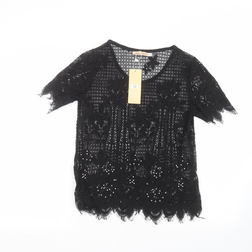 Melya Melody Womens Black   Basic T-Shirt Size M