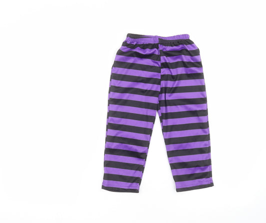 F&F Girls Purple Striped  Sweatpants Trousers Size 2-3 Years