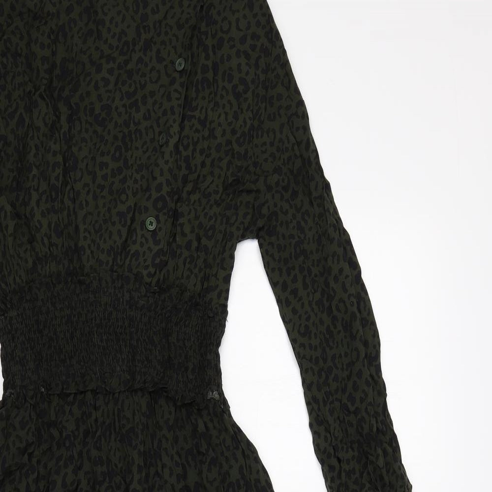 Zara Womens Green Animal Print  A-Line  Size M