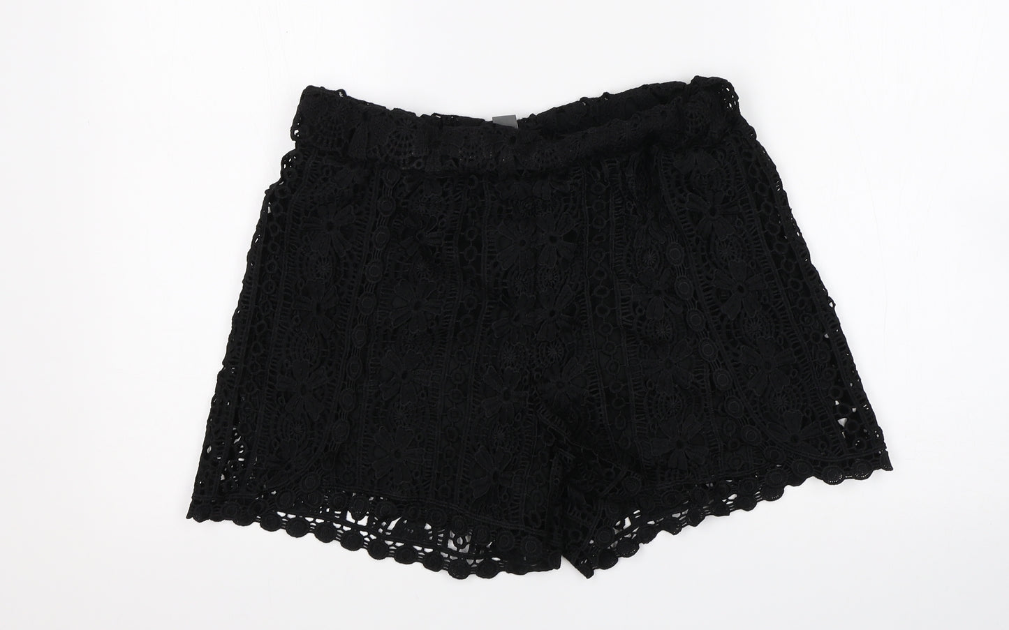 Primark Womens Black Floral  Hot Pants Shorts Size 12