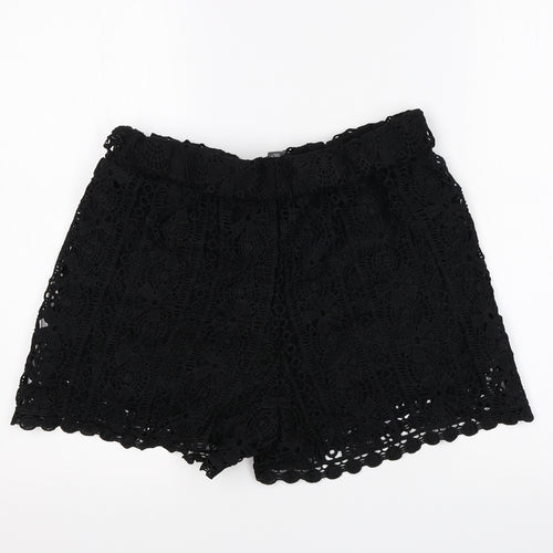 Primark Womens Black Floral  Hot Pants Shorts Size 12