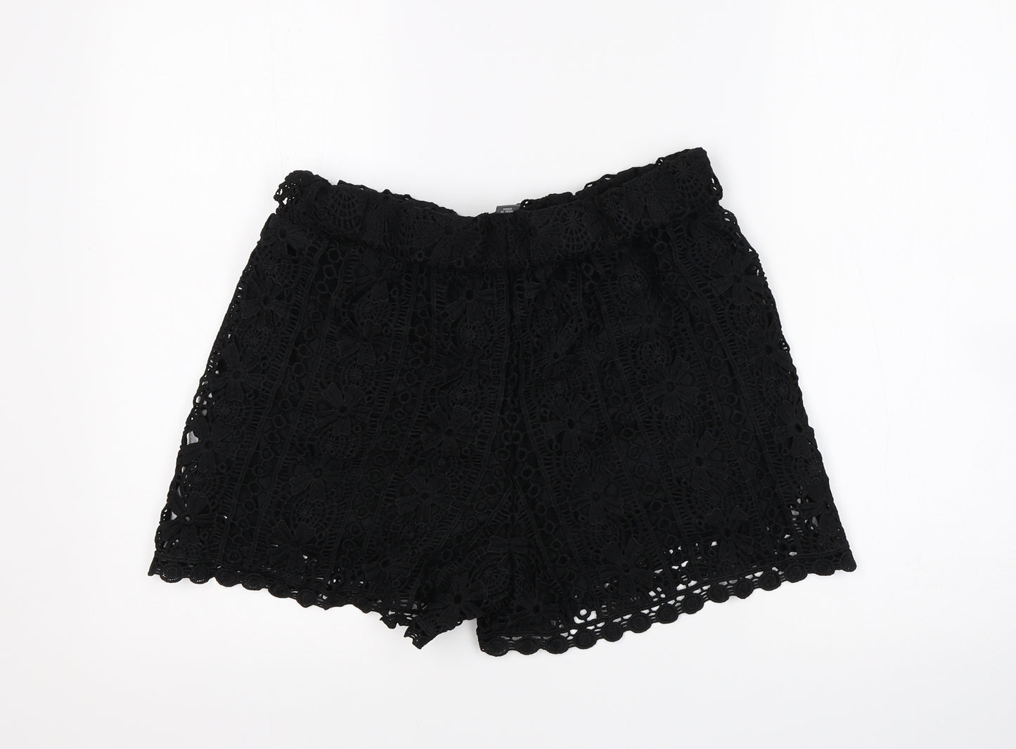 Primark Womens Black Floral  Hot Pants Shorts Size 12