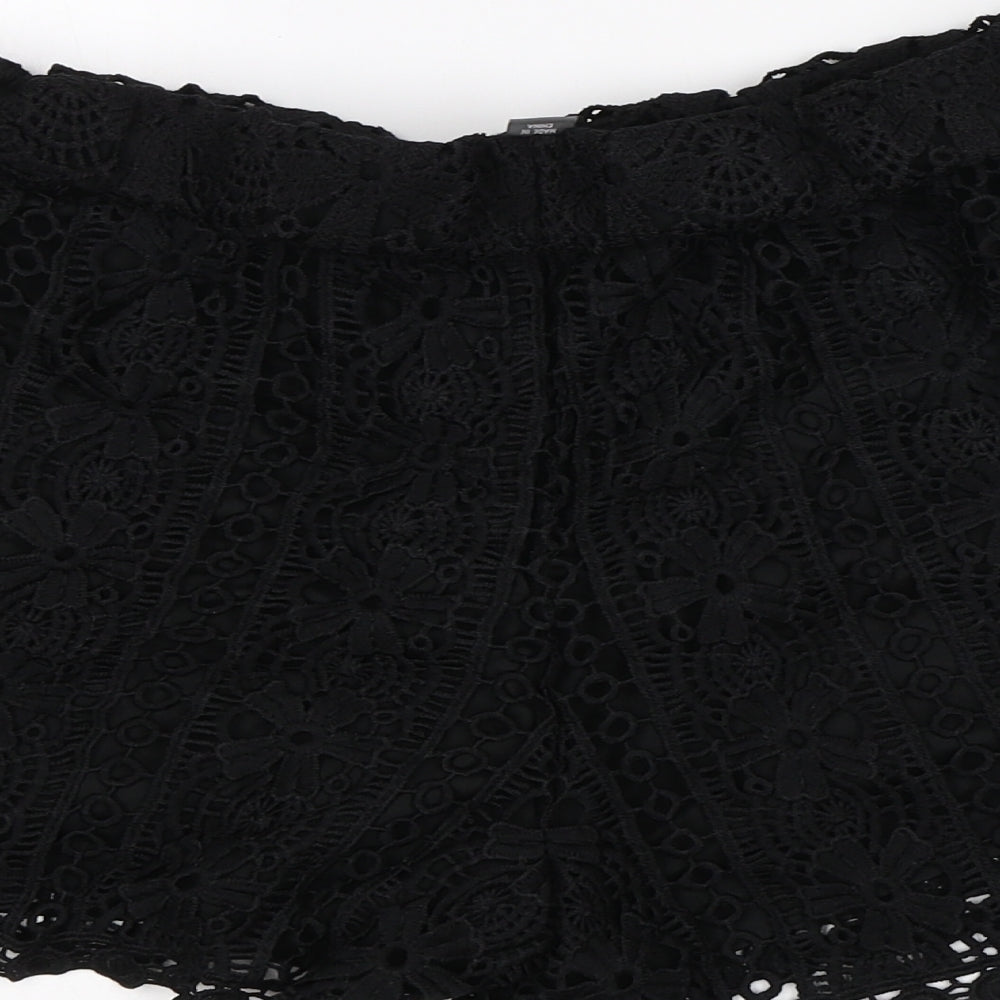 Primark Womens Black Floral  Hot Pants Shorts Size 12