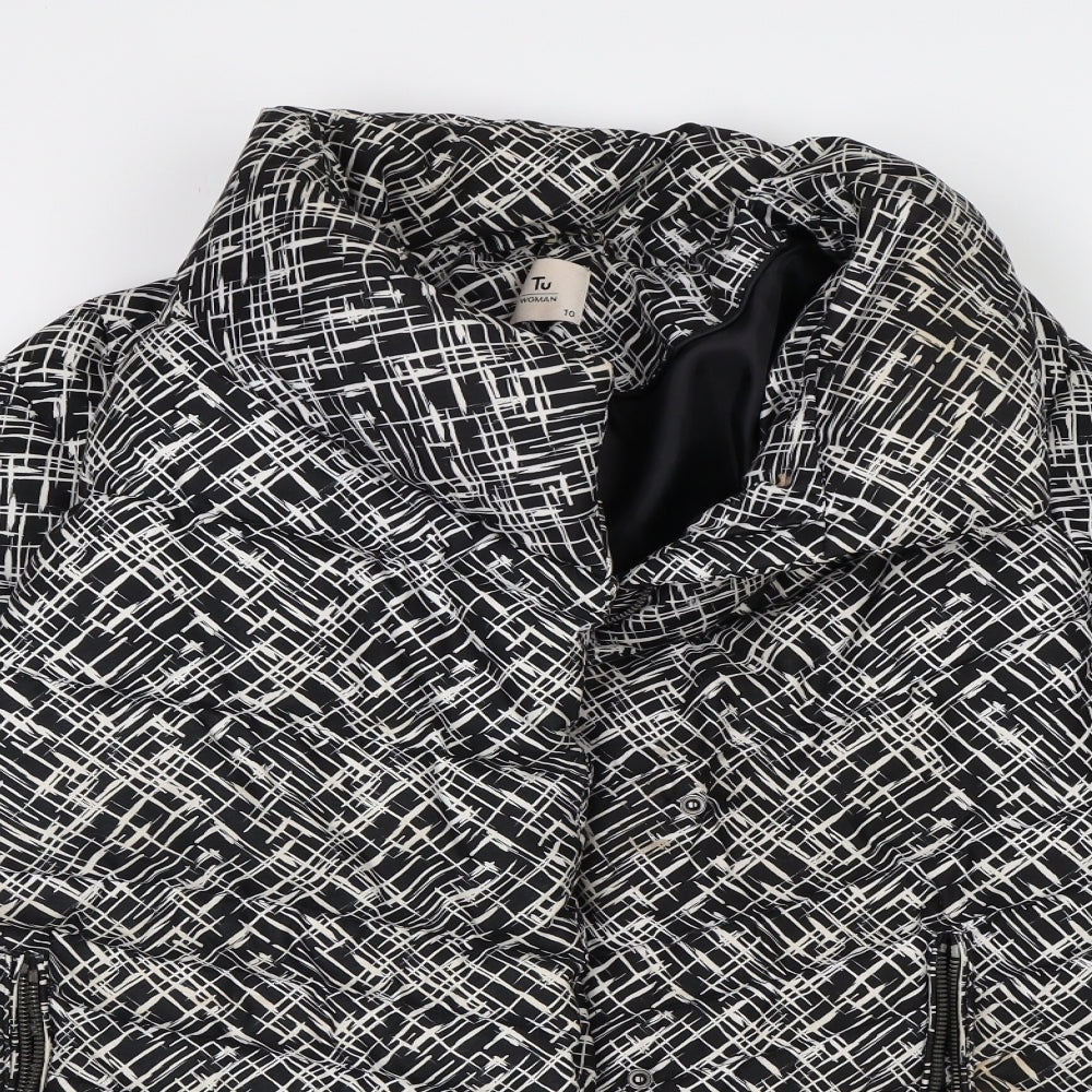 TU Womens Multicoloured Geometric  Puffer Jacket Coat Size 10