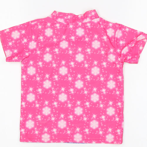 Preworn Girls Pink   Basic T-Shirt Size 8 Years  - Frozen