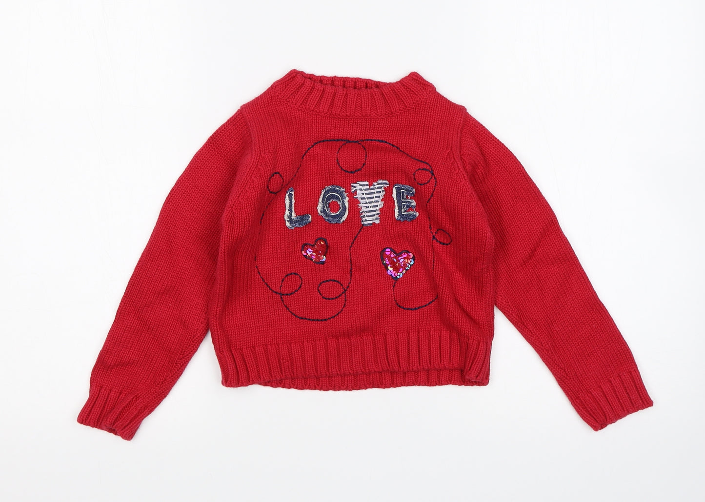 George Girls Red   Pullover Jumper Size 3-4 Years