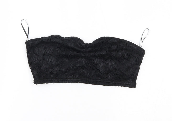 New Look Womens Black   Cropped Tank Size 10  - boob tube