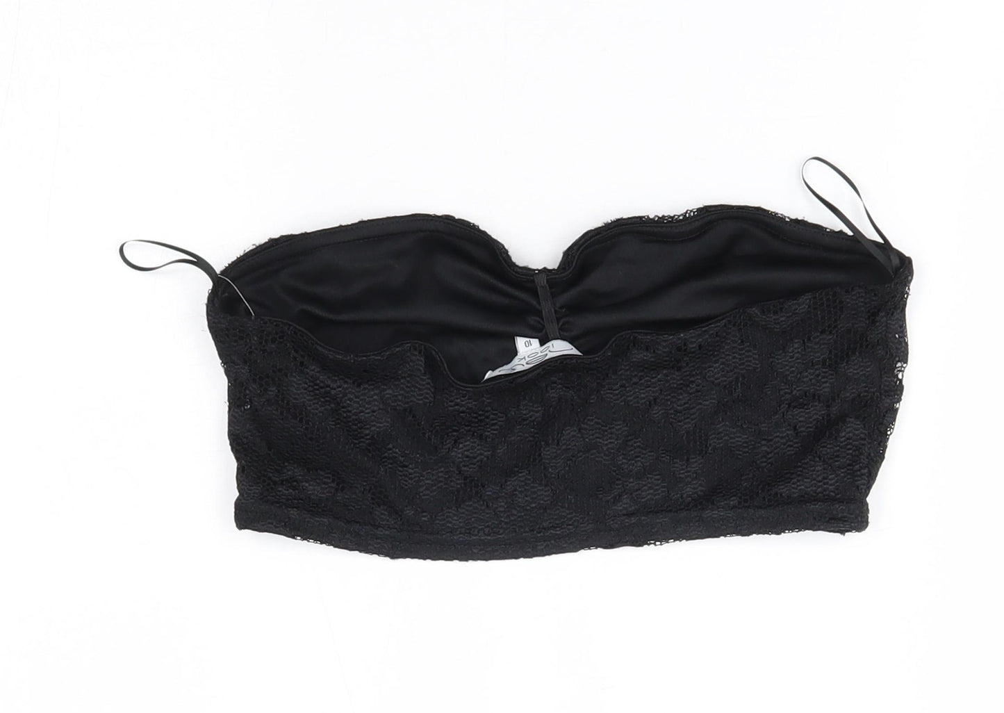 New Look Womens Black   Cropped Tank Size 10  - boob tube