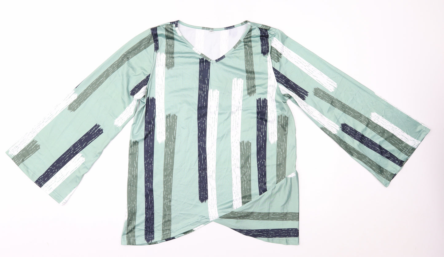Preworn Womens Green Geometric  Basic Blouse Size M