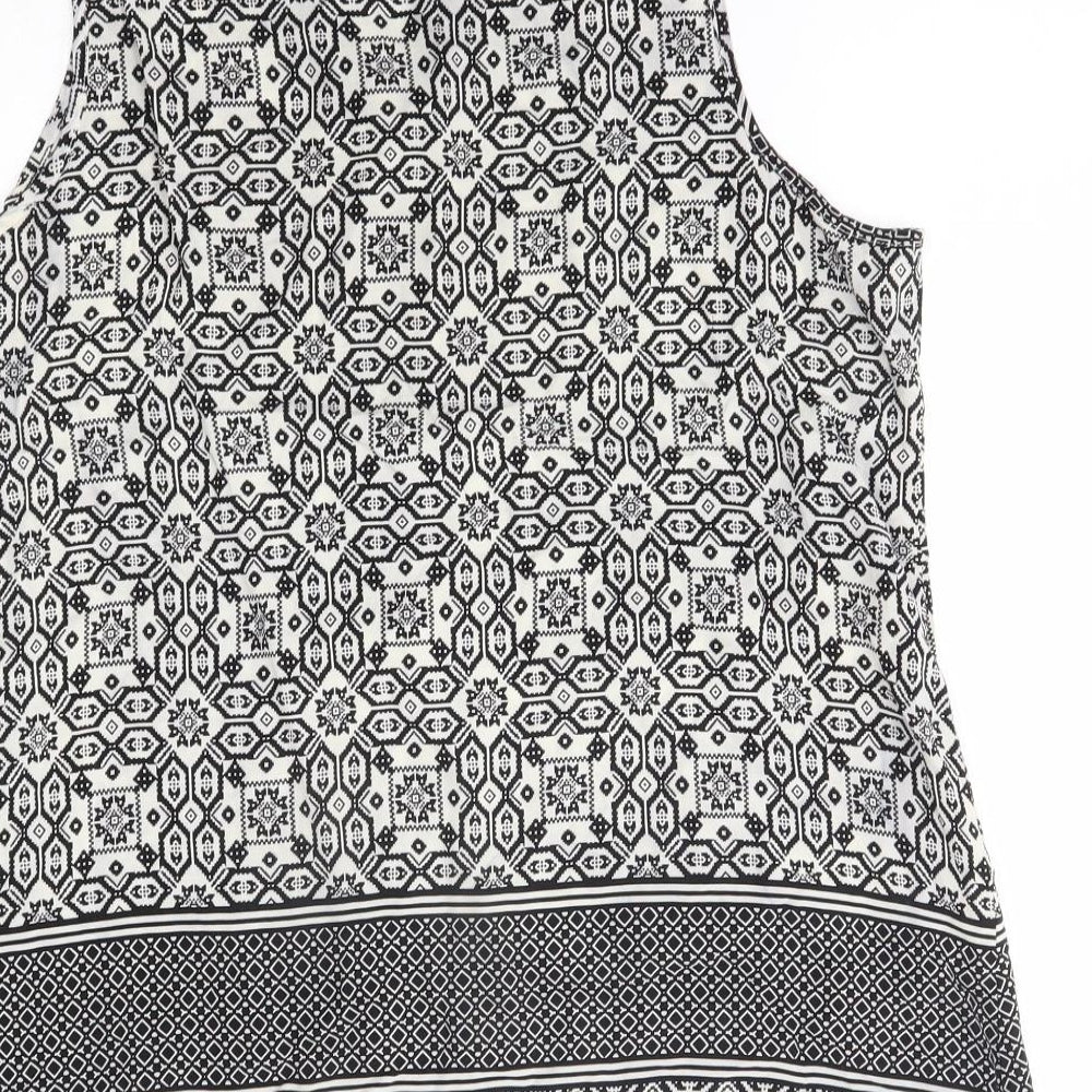 New Look Womens Grey Fair Isle  Basic Blouse Size 16  - zip neck
