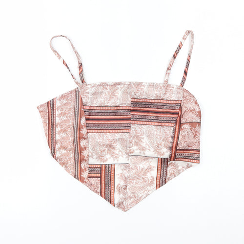 Missguided Womens Brown Fair Isle  Cropped Tank Size 10