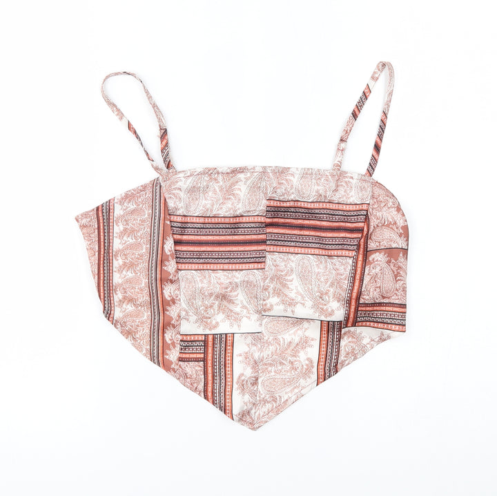Missguided Womens Brown Fair Isle Cropped Tank Size 10