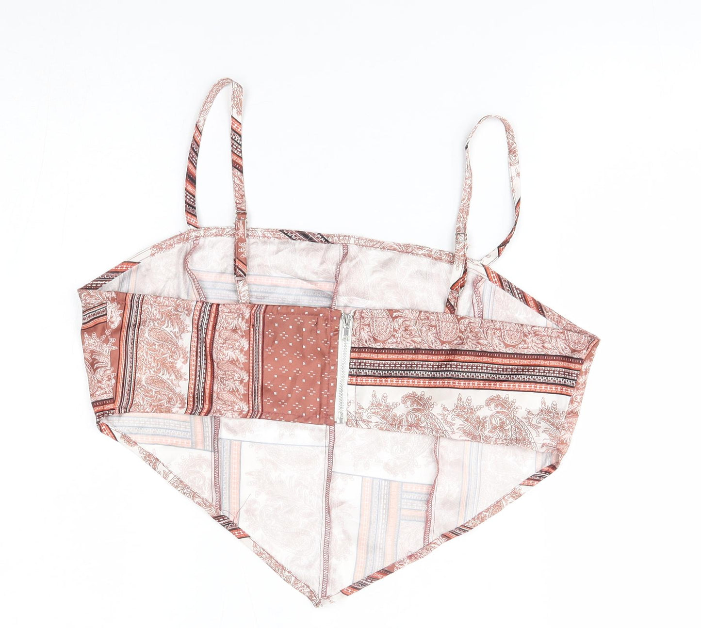 Missguided Womens Brown Fair Isle  Cropped Tank Size 10