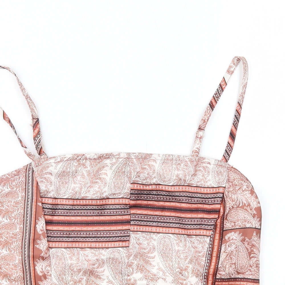 Missguided Womens Brown Fair Isle  Cropped Tank Size 10