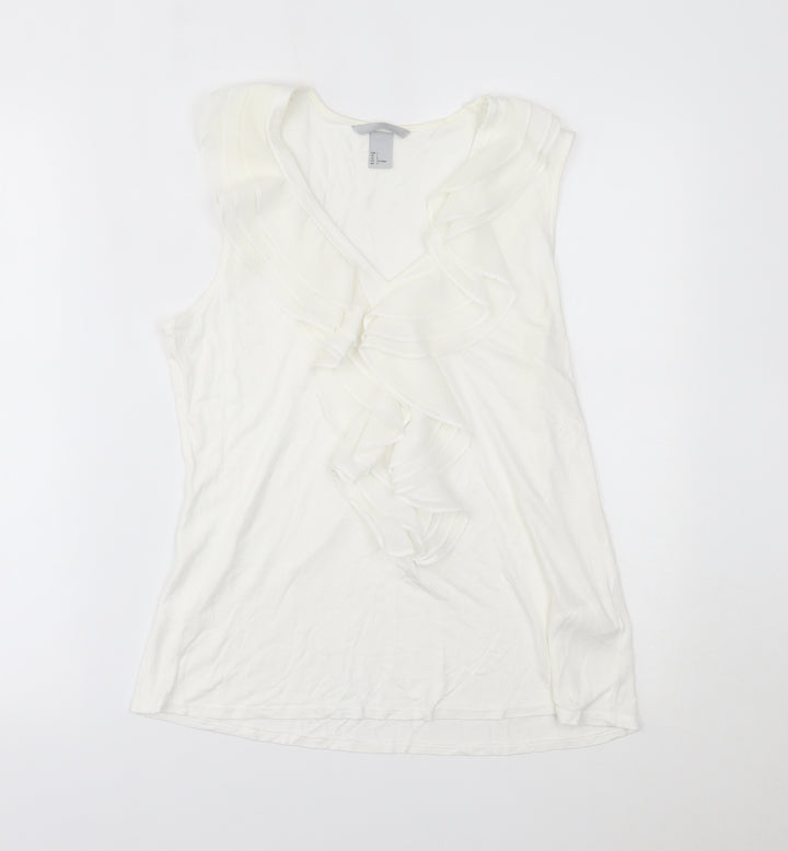 H&M Womens White   Basic Blouse Size L