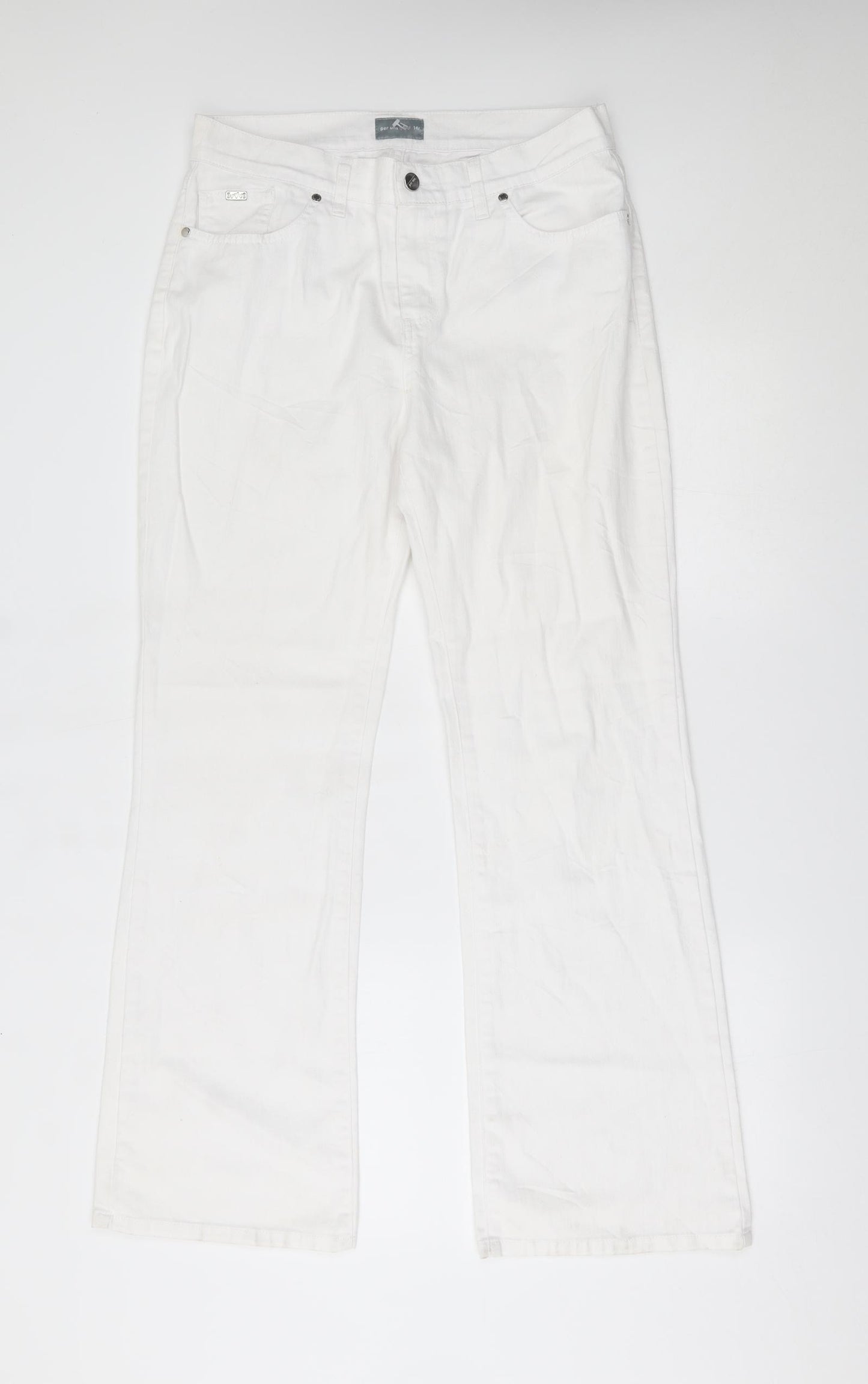 M&S Womens White   Bootcut Jeans Size 14 L30 in - roma fit