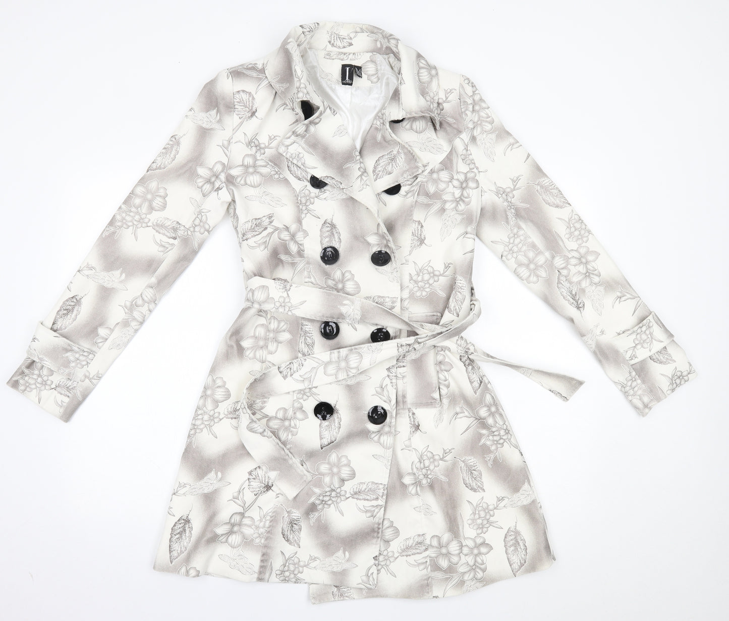 izabel Womens White Floral  Overcoat Blazer Size 8