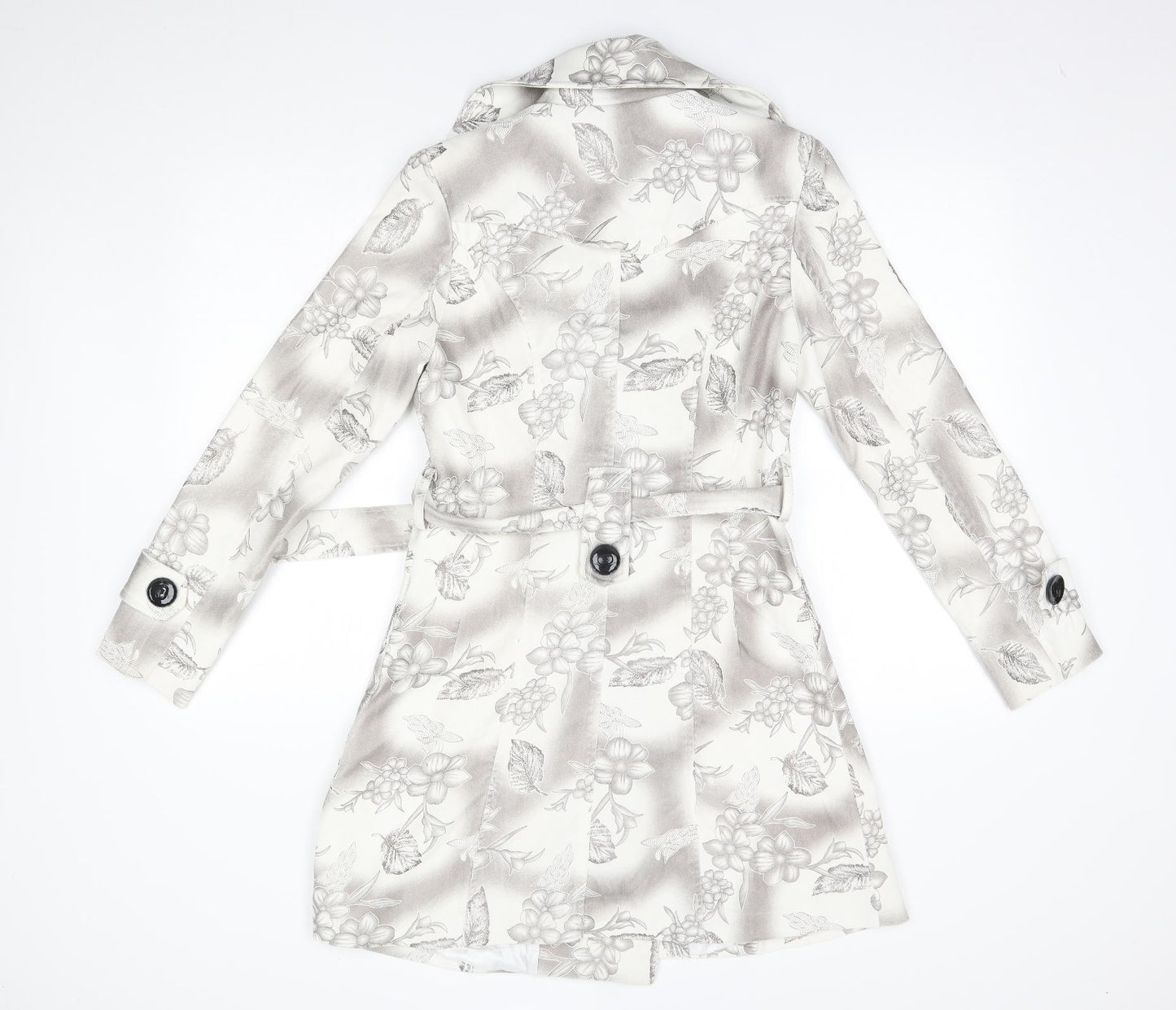 izabel Womens White Floral  Overcoat Blazer Size 8