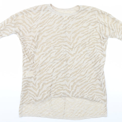 H&M Womens Beige Animal Print  Basic T-Shirt Size S