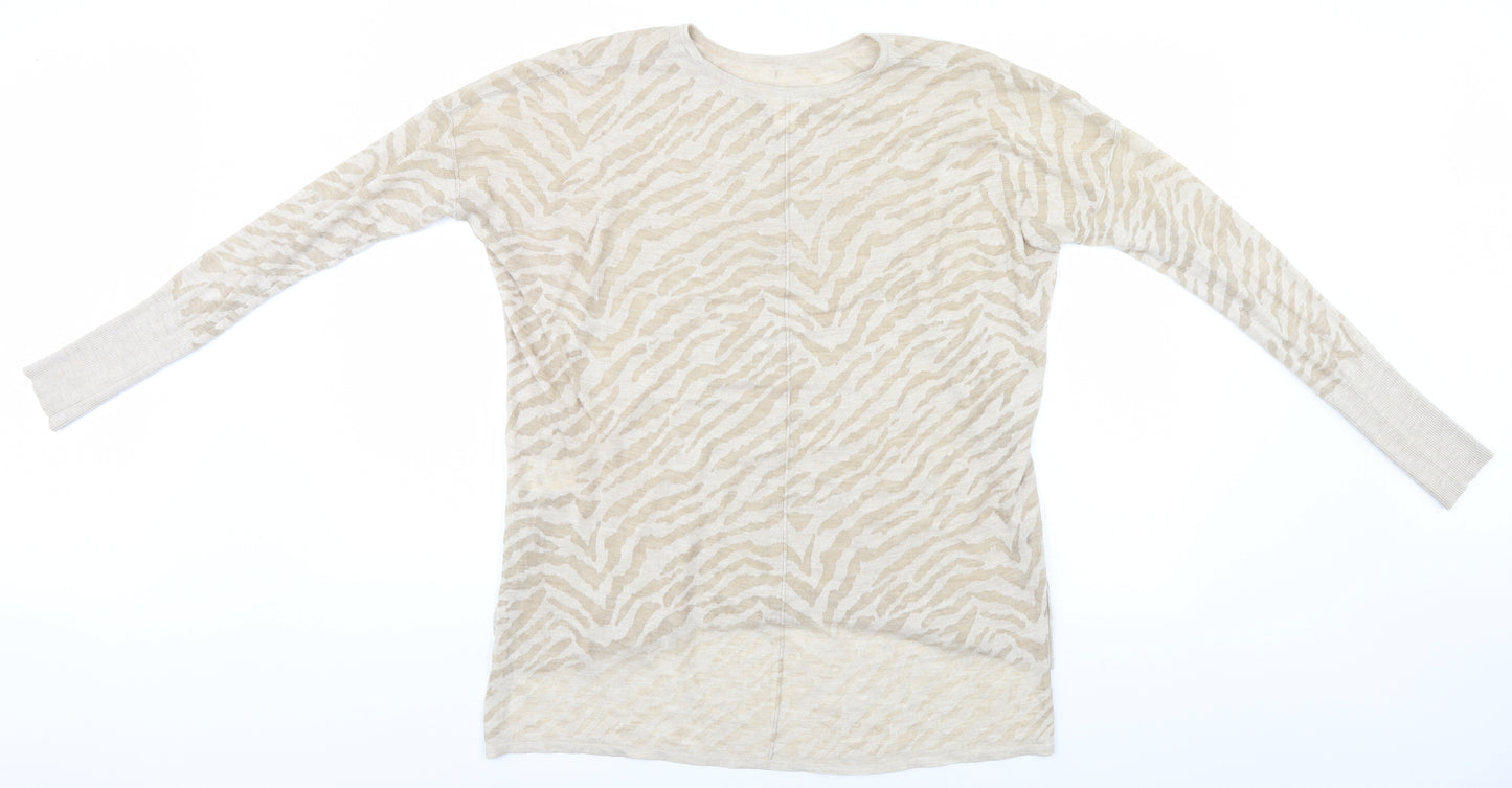 H&M Womens Beige Animal Print  Basic T-Shirt Size S