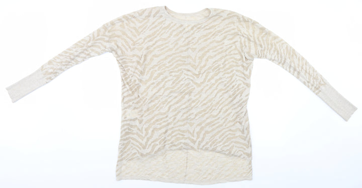 H&M Womens Beige Animal Print  Basic T-Shirt Size S