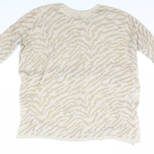 H&M Womens Beige Animal Print  Basic T-Shirt Size S