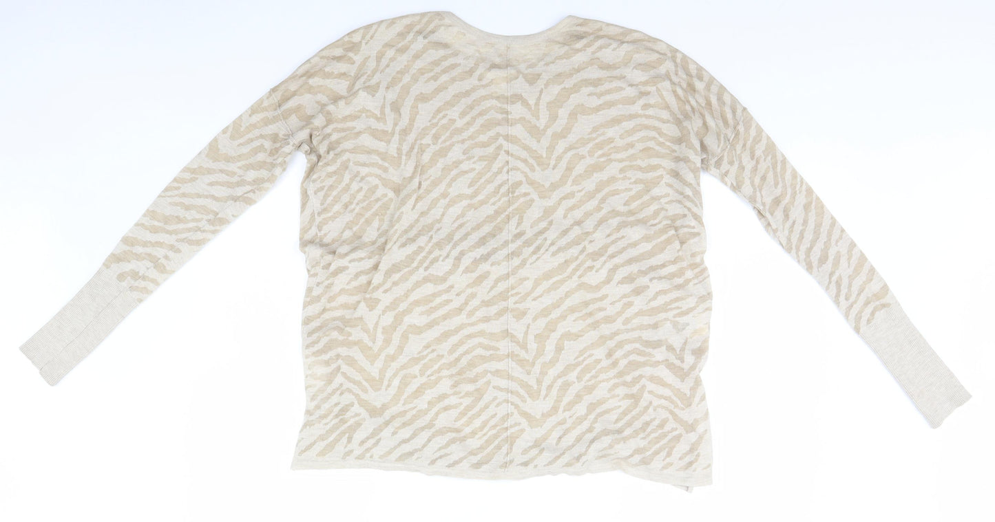 H&M Womens Beige Animal Print  Basic T-Shirt Size S