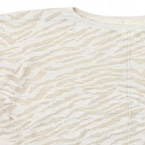 H&M Womens Beige Animal Print  Basic T-Shirt Size S