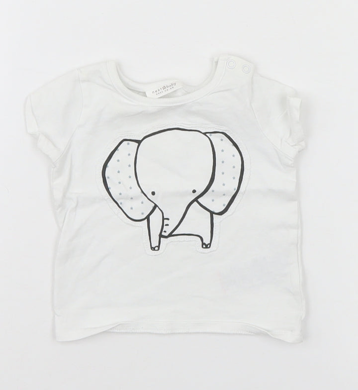 NEXT Baby White Basic T-Shirt Size Newborn - Elephant