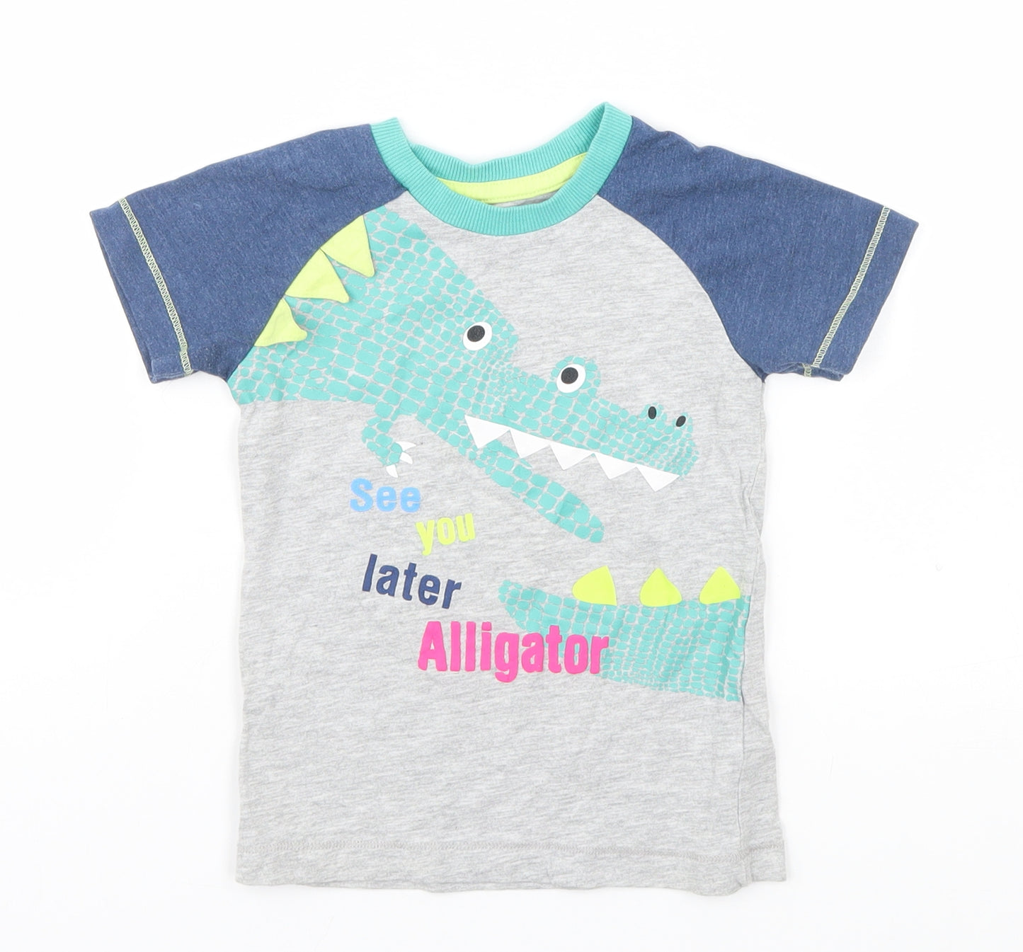 Matalan Baby Grey   Basic T-Shirt Size 18-24 Months  - See You Later Alligator